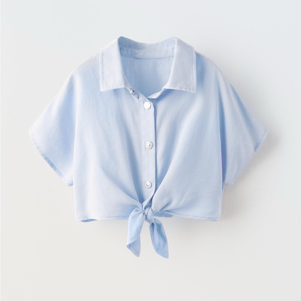 Zara Light Blue Knotted Shirt